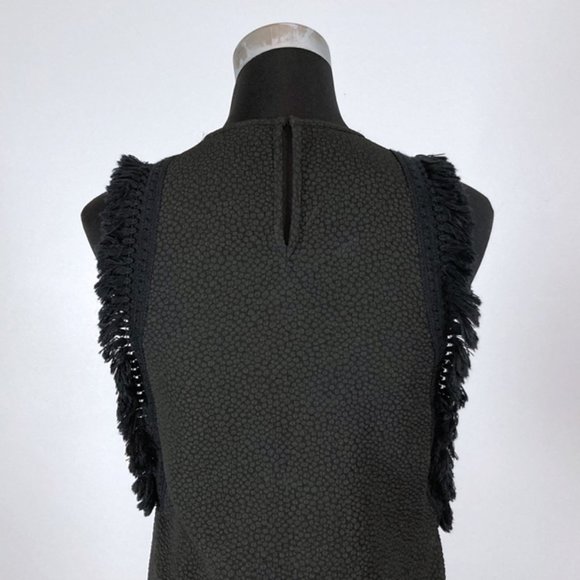 Rachel Roy Black Textured Fringe Sleeveless Top, Go West Tassel Tank Top, XS - Picture 7 of 8
